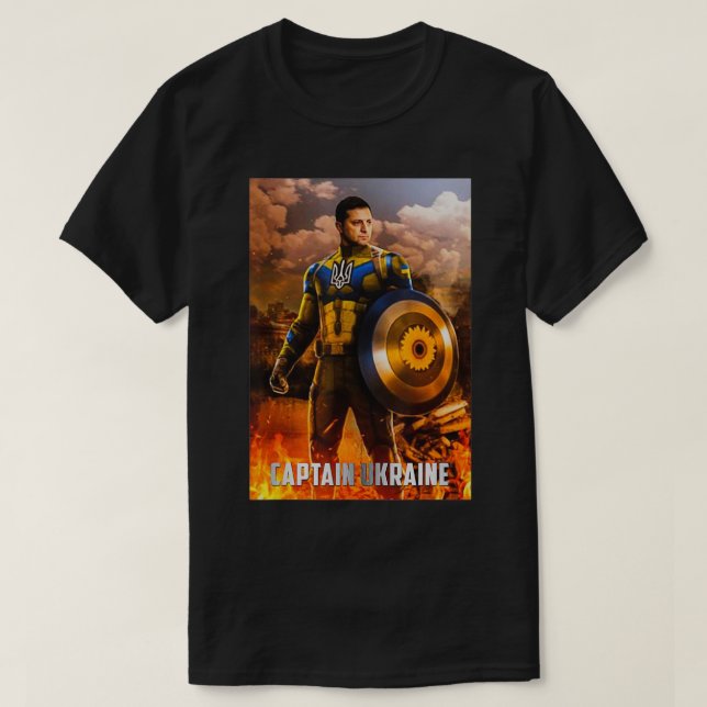 Zelenskykapten Ukraina Hero support ukraine ukra T Shirt (Design framsida)