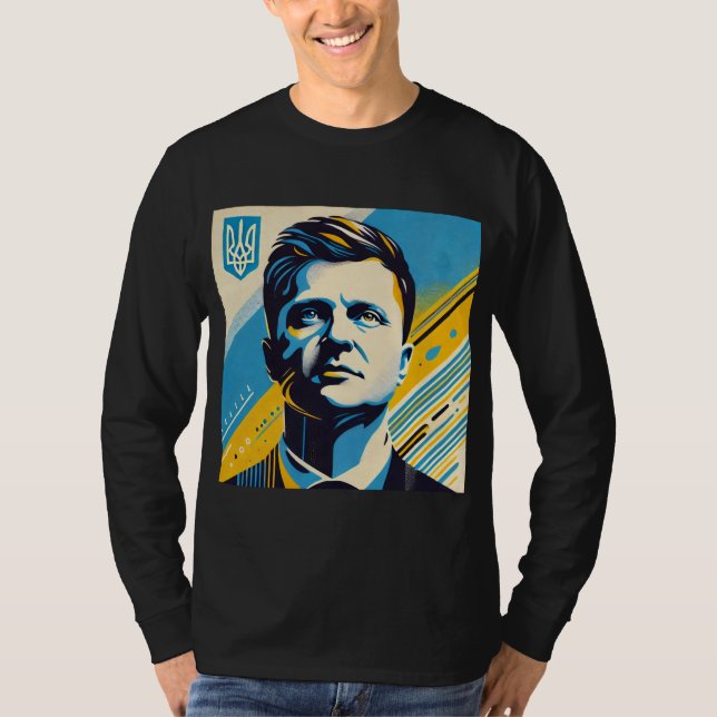 Zelenskyy Pop Art Stil Porträtt T Shirt (Framsida)
