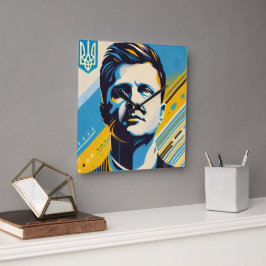 Zelenskyy Pop Art Wall Clock Fyrkantig Klocka