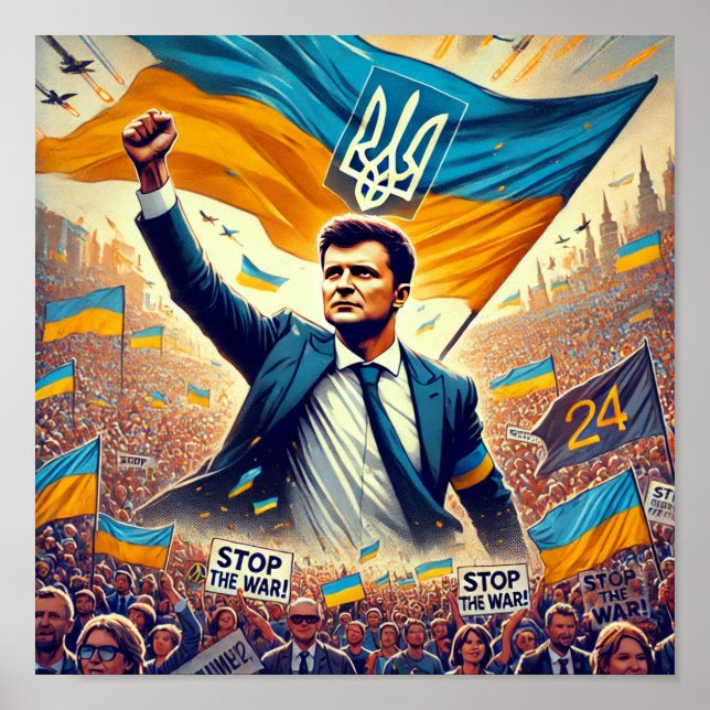 Zelenskyy Stop Krig Rally Poster (Framsidan)