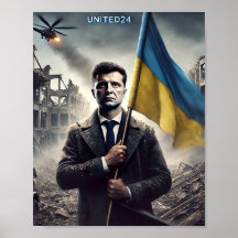Zelenskyy Ukraina-Flagga Poster Skriv ut