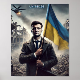 Zelenskyy Ukraina-Flagga Poster Skriv ut