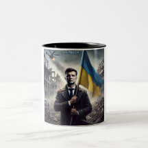 Zelenskyy Ukraina Flagga Two-Tone Mugg
