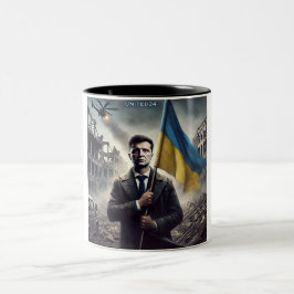 Zelenskyy Ukraina Flagga Two-Tone Mugg