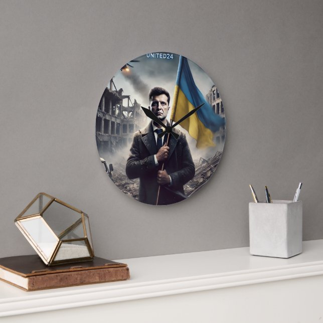 Zelenskyy Ukraina Flagga Wall Clock Stor Klocka (Kontor)
