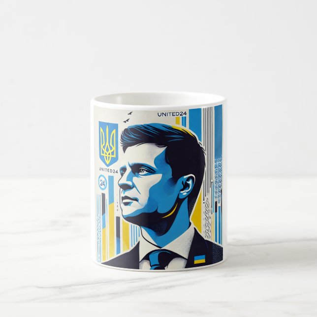 Zelenskyy Ukraina Starkt ledarskap Kaffemugg (Center)