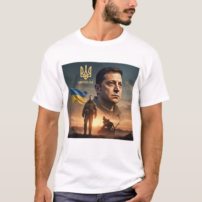 Zelenskyy Ukraina Styrka United24 Tribute-tshirt T Shirt (Framsida)
