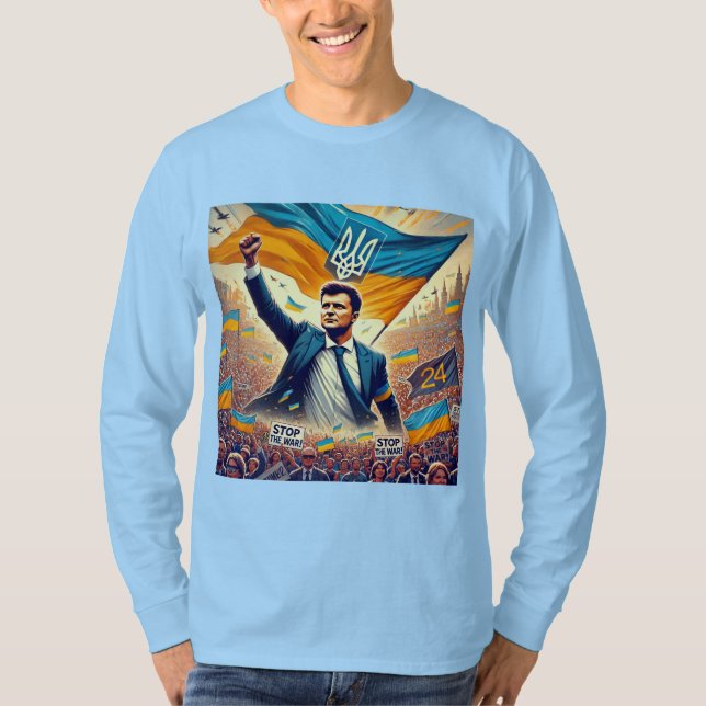 Zelenskyy Ukraina Support United24 T Shirt (Framsida)