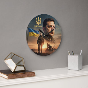 Zelenskyy Ukrainas president Wall Clock Stor Klocka