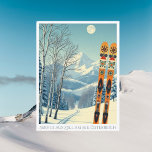 Zell am See Austria Europe ski semester Postcard Vykort<br><div class="desc">Servus från de snöberg som Zell am har upplevt Se Kaprun,  Österrike,  i Europa! Vi hoppas att du har en underbar skidsemester. Detta vykort har ett fantastiskt blått grått-bergslandskap med retro-skidbrädor i ett orange-stam mönster. Alla textfraser kan anpassas till kostym!</div>