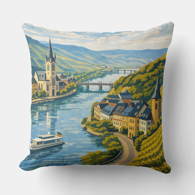 Zell Germany Vintage Travel Art Kudde (Framsida)