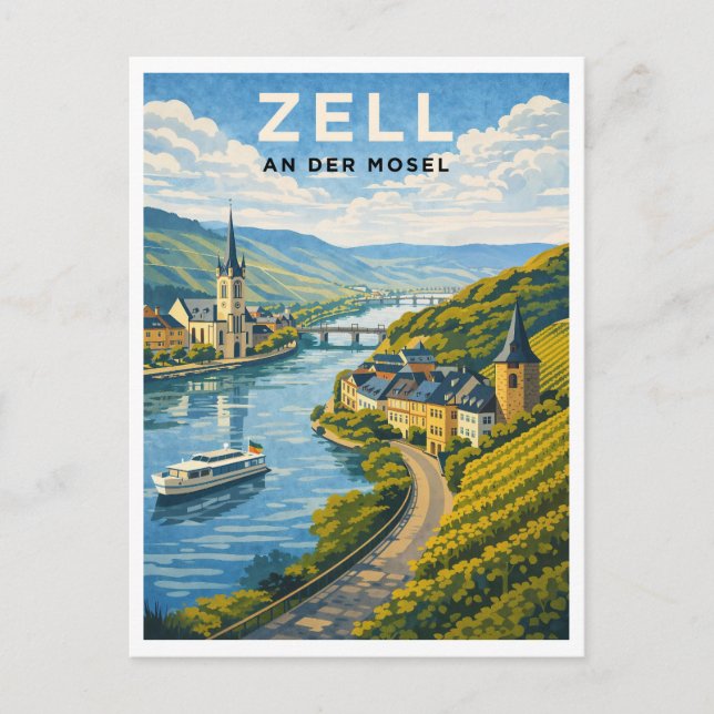 Zell Germany Vintage Travel Art Vykort (Framsida)