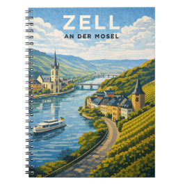 Zell Tyskland Vintage Resa Konst Anteckningsbok