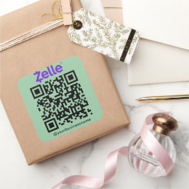 Zelle QR-kodbetalningssökning för att Betala Mint- Fyrkantigt Klistermärke