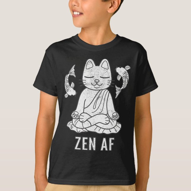 Zen AF Funny Meditating Cat Andlig Yoga Gift Fo T Shirt (Framsida)