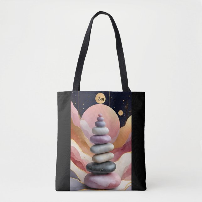 Zen Andlig Stones Balance Cosmos Art Tygkasse (Framsida)