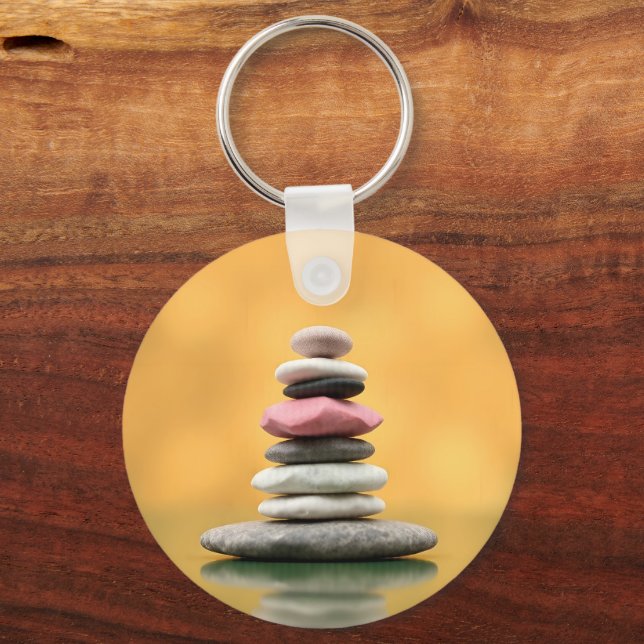 Zen Andlig Stones Balance Therapational Art Nyckelring (Framsida)