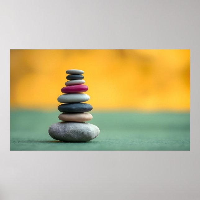 Zen Andlig Stones Balance Therapational Art Poster (Framsidan)