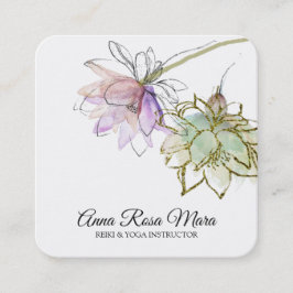 *~* Zen AP32 Rosa Lotus Yoga Flower Logotyp QR Fyrkantigt Visitkort