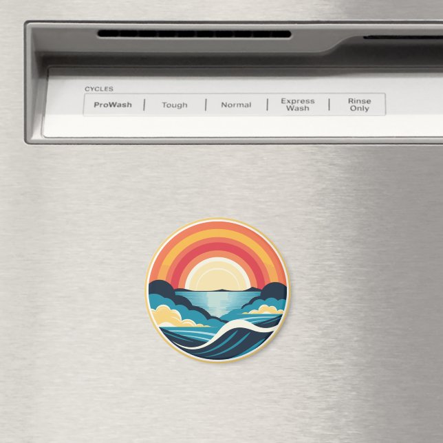 Zen Art Deco Sunset över Vatten Magnet (In Situ (Dishwasher))