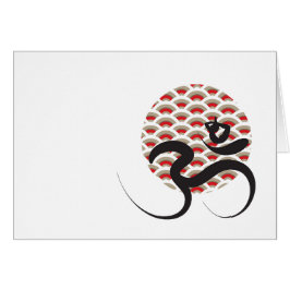 Zen Asian Red Sol Yoga Modern Calligraphy Om Aum Hälsningskort
