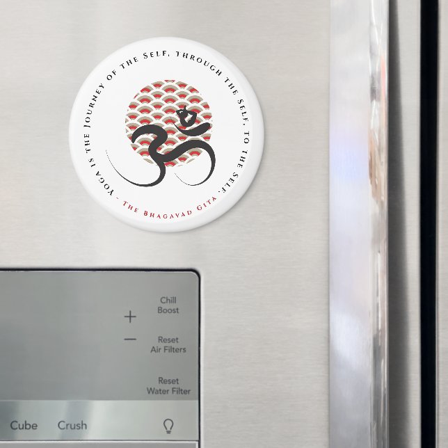Zen Asian Red Sol Yoga Modern Calligraphy Om Aum Magnet (In Situ (Fridge))