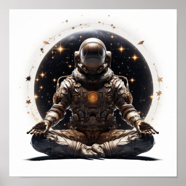 Zen Astronaut Poster - Buddha Meditating in Space (Framsidan)
