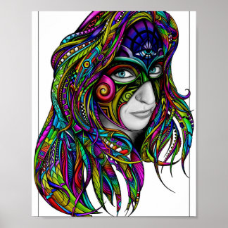 Zen-B Rainbow — Färgglad Zen Doodle Konst Affisch
