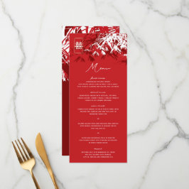 Zen Bamboo Lämnar Dubbla Happity Chinese Bröllop Meny