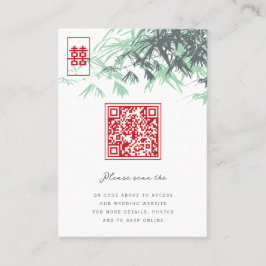 Zen Bamboo Lämnar Dubbla Happity Chinese Bröllop Placeringskort