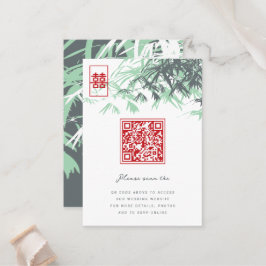 Zen Bamboo Lämnar Dubbla Happity Chinese Bröllop Placeringskort