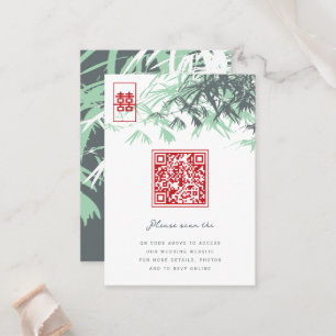 Zen Bamboo Lämnar Dubbla Happity Chinese Bröllop Placeringskort