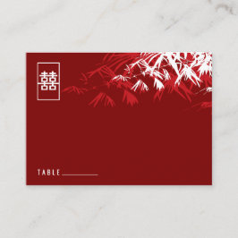 Zen Bamboo Lämnar Dubbla Happity Chinese Bröllop Placeringskort