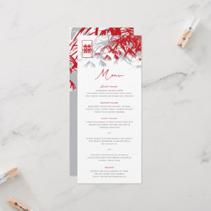 Zen Bamboo Löv Dubbla Happiness Bröllop Menu Inbjudningar
