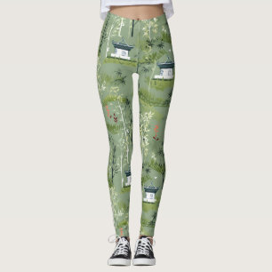 Zen Bambu Skog Botanisk Mönster (1) Leggings
