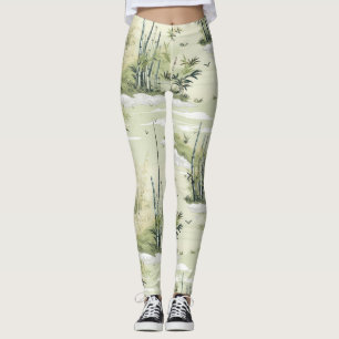 Zen Bambu Skog Botanisk Mönster (2) Leggings