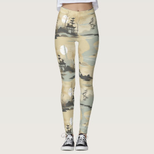 Zen Bambu Skog Botanisk Mönster (4) Leggings
