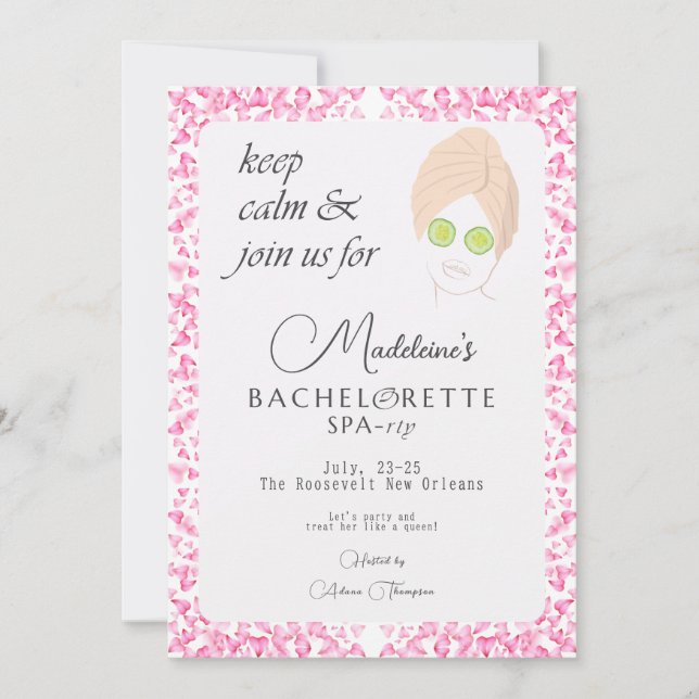 Zen Bassäng & Spa Helg Getaway Bachelorette Party Inbjudningar (Framsida)