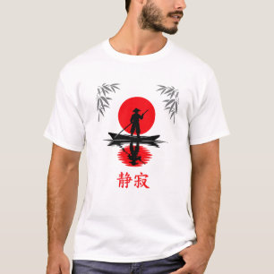 Zen-båtsman Röda Solen Minimalistisk Silhuett T Shirt