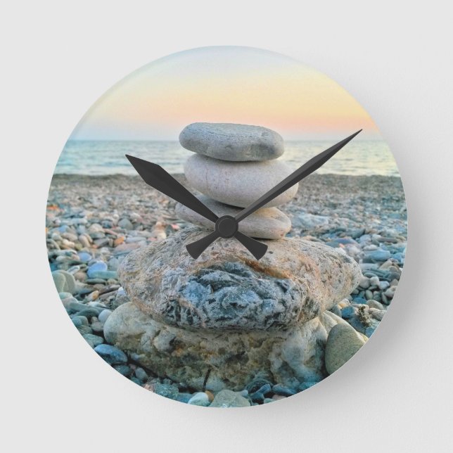 Zen Beach Stones Rund Klocka (Framsida)