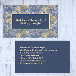 Zen Blue Guld Ginkgo Psychiatrist eller Counselor Visitkort