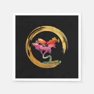 Zen Bonsai Träd japansk circle Enso Asian Art Pappersservett