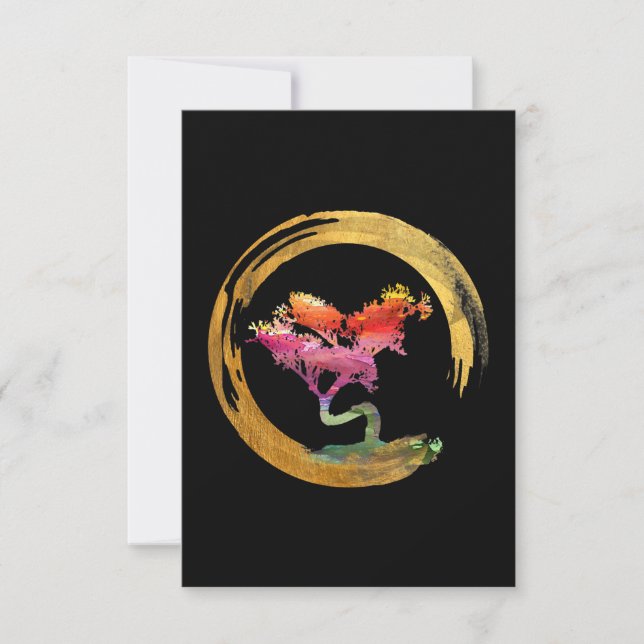 Zen Bonsai Träd japansk circle Enso Asian Art Tack Kort (Framsida)