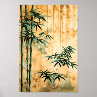 Zen Botanisk Natur Bambu Skog Poster