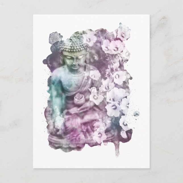 *~* Zen Buddha Abstrakt Meditate-Blommigten Pastel Vykort (Framsida)