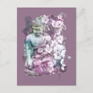 *~* Zen Buddha Abstrakt Meditate Flowers Blommigt Vykort