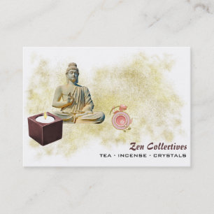 *~* Zen Buddha Candle Tea Lotus Guld Affärskort Visitkort