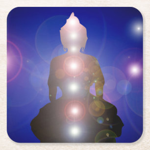 Zen Buddha Chakra Yoga Meditation Namaste Underlägg Papper Kvadrat