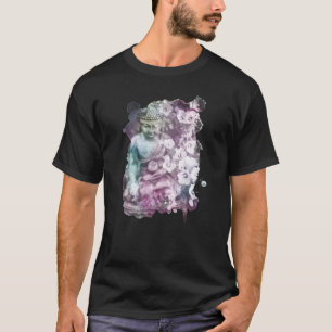 *~* Zen Buddha Flowers Pastel Black Manar T Shirt