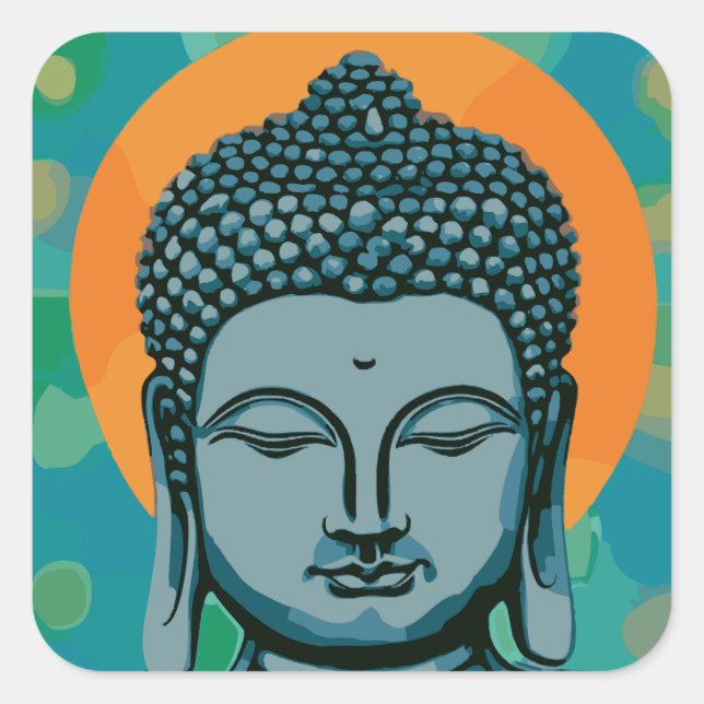 Zen Buddha Head Fyrkantigt Klistermärke (Framsida)